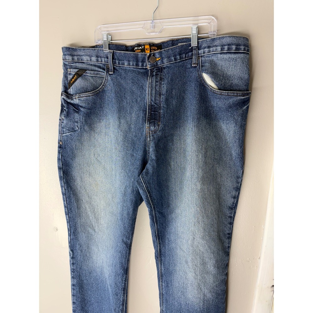 Ariat Rebar M3 Loose Straight Leg Jeans Mens 42x32 Medium Wash Work Denim